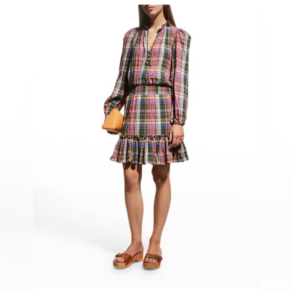 New with Tags Veronica Beard Multicolor Plaid Destiny Long Sleeve Dress